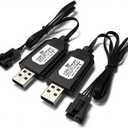 SM-4P USB Charger for 7.4V Li-ion Battery,Compatible with RC Car/Boat/Gel Blaster USB Charging Cable - 2Pack