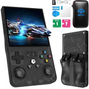 R36MAX Retro Handheld Game Console with Open Source Linux System, 64GB TF Card Built-in 18, 000+ Classic Video Games, Portable Gaming Console with 4.0-inch IPS HD Screen & 4000mAh Battery (Black 64GB)