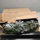 Sullivans Prelit 24 Christmas Wreath, Flocked Door Wreath with Lights Christmas Dcor, Lighted Pine Wreaths Decoration, Pinecones, Gold Accents, and Battery Timer