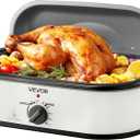 VEVOR Roaster Oven, 18QT Electric Roaster Oven, 150-450 Adjustable Temperature Electric Roasting Pan, Multifunctional Electric Roasters with Self-Basting Lid, Removable Pan and Rack for Holiday (White)