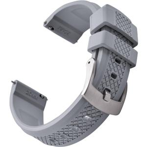 Fluorine Rubber FKM/FPM Watch Band - 20mm 22mm Quick Release Soft Diving Strap for Men Women (Gray)