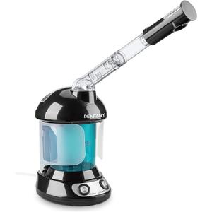 Facial Steamer - DENFANY Nano Ionic Face Steamer with Extendable 360 Rotating Arm - Portable Facial Steamer for Personal Care at Home or Salo (Black)