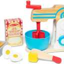 Melissa & Doug Make-a-Cake, 10-Piece Wooden Mixer Set with Play Food & Play Kitchen Accessories, Preschool Toys for Girls & Boys Ages 3+ - FSC Certified