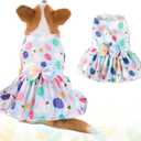 Easter Day Dog Costume Dress L, Green Clover Print with Satin Bow, White Pet Dress for 11-13 lbs Dogs and Cats, Holiday Party Clothing, Color: Light Blue, M