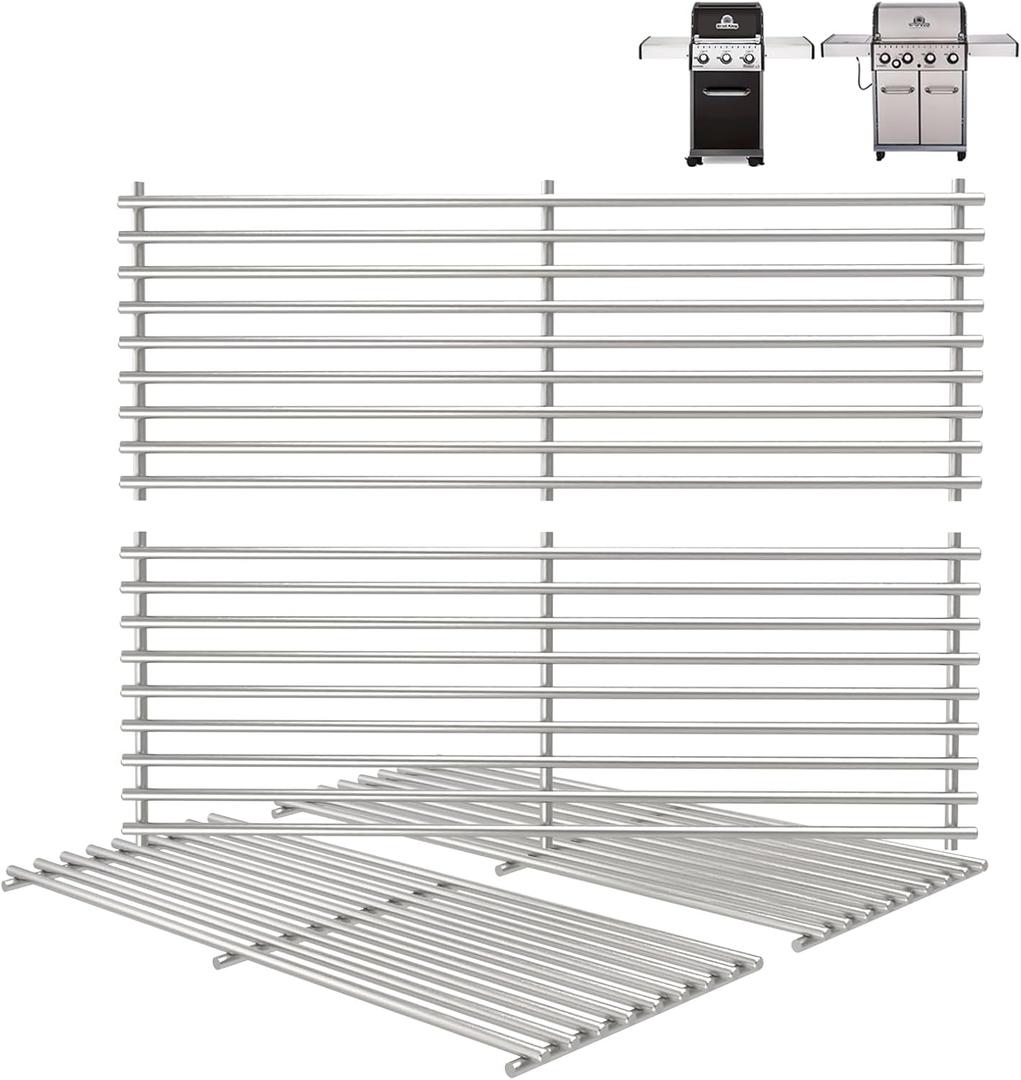 17 3/8" Grill Grates for Broil King Baron Grill Replacement Parts 320 340 420 440 490 9761-67 Huntington Replacement Parts 2122-67 6020-54 6020-57 Sterling 5020-54, Broil-Mate, Stainless Steel, 4PCS