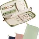 Travel Jewelry Organizer Case - for Tangle-Free Necklaces, Earrings, Rings, Bracelets Storage, Travel Essentials, Fashion Portable Jewelry Travel bags for Women - Medium Macaron Green