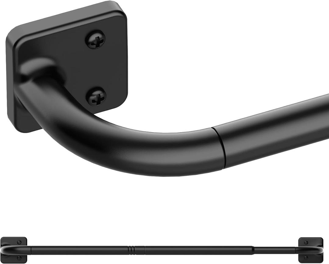 Curtain Rods for Windows 28 to 48 inch, 5/8" Diameter Black Warp Around Curtain Rod for Bedroom Living Room
