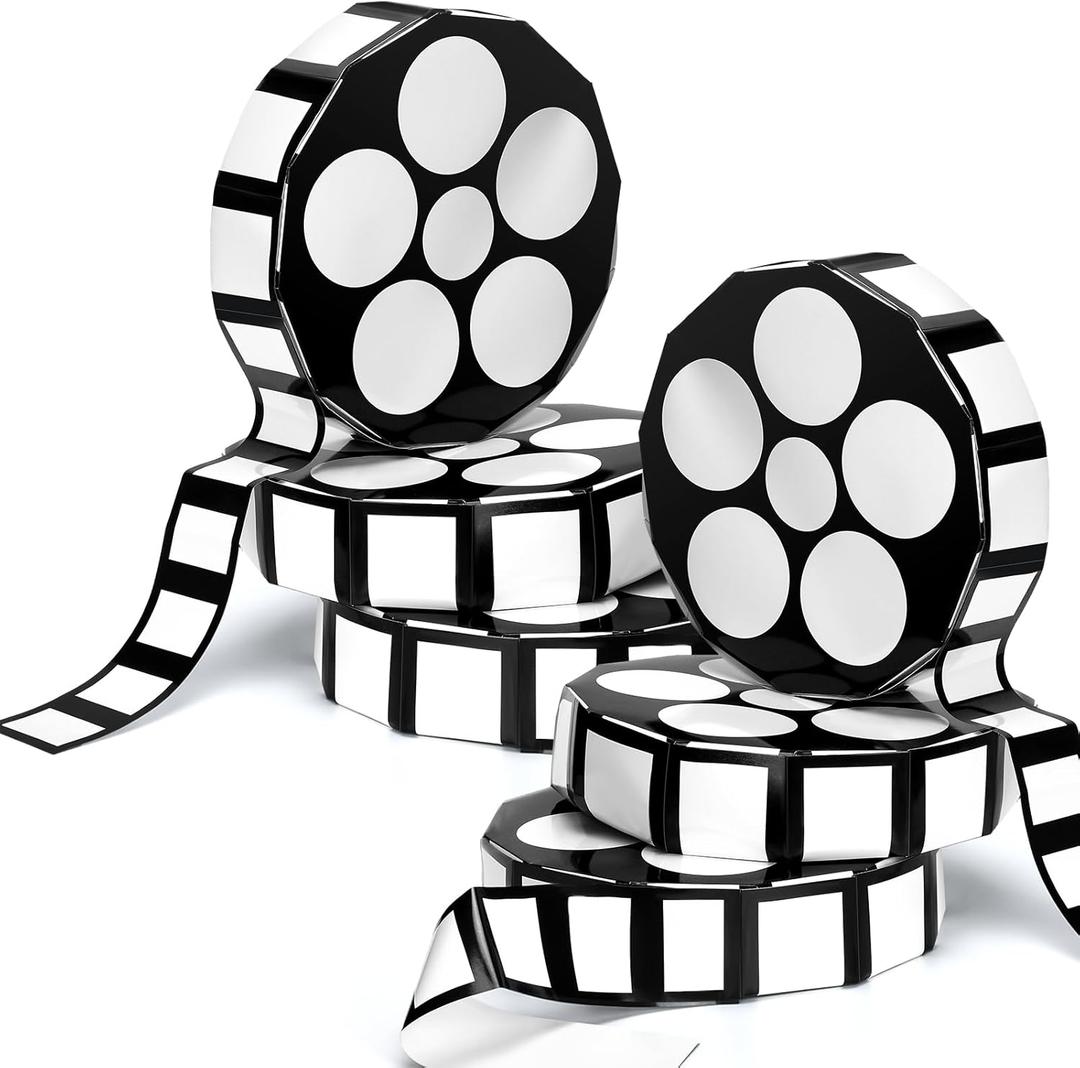 Bucherry 6 Pcs Movie Night Decorations Movie Theater Theme Party Decoration 12 Inch Large Cinema Props Box Film Reel with Filmstrip Centerpieces for Bridal Shower Birthday Party Supplies Film Backdrop