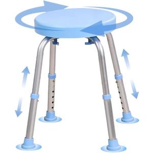 Shower Chair, 360 Rotating Shower Stool, 6-Level Adjustable Height Bath Seat, 330 lbs Weight Capacity, Anti-Slip Shower Bench for Elderly Seniors Disabled, Easy Setup Assembly Bathroom Safety Chair
