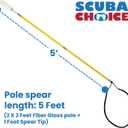 Scuba Choice 5' (Two-Piece) Fiberglass Travel Pole Spear, 3 Speartip Set (12" Paralyzer, Single Barb & Lionfish Tip) w/Black Hawaiian Sling & Carry Bag, Ice Spearfishing & Underwater Hunting Gear