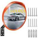 ovsor 12 Inches Convex Safety Mirror Adjusted Blind Spot View Range Corner, Sturdy Garage Mirror for Outdoor, Store, Parking (Orange)