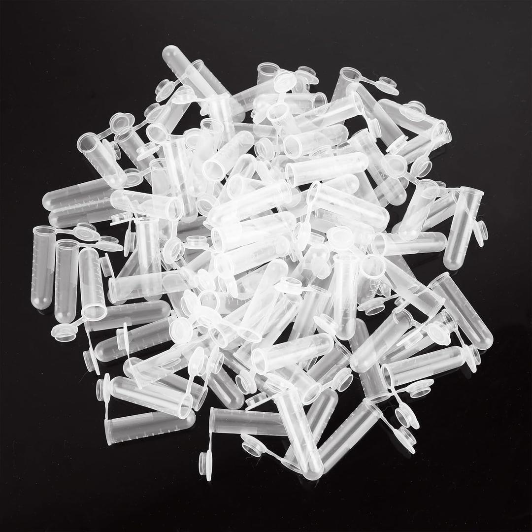 CertBuy 300 Pack Clear Plastic Lab Snap Tubes 5mL Centrifuge Tube with Graduated Marks and Safe Lock Snap Cap Clear Plastic Lab Snap Tubes