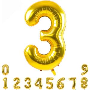 TONIFUL 40 Inch Gold Large Numbers Balloons 0-9,Number 3 Digital Helium Balloons,Foil Mylar Big Number Balloons for Birthday Party Supplies Decorations