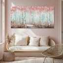 Botanical Wall Art for Girls Room Pink Tree Wall Decor Plant Pictures Wall Art Bedroom Decor for Women Graffiti Wall Paintings Living Room Home Decoration 20"x 40"