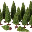 15pcs Mini Cedar Trees Model Green Scenery Landscape Railroad Miniature Pine Trees Fairy Garden Accessories for Architecture Christmas DIY Decoration