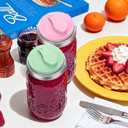 Palksky Mason Jar Drinking Lids 2 Pack, Wide Mouth Stainless Steel Sip Lid with Heat-Resistant Silicone Cover, Leakproof Airtight Flip Cap, Durable Mason Jar Accessories for Coffee & Drinks