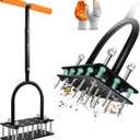 Lawn Aerator Tool, Manual Metal Spike Aerator Lawn Tool with Spring Base, Automatic Leaf and Dirt Cleaning, Grass Aerator for Lawn Care, Soil Loosening, Yard Aerating, Garden Tool