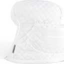 KITCHENAID Fitted Tilt-Head Stand Mixer Cover with Storage Pocket, Quilted 100% Cotton,14.4"x18"x10", White