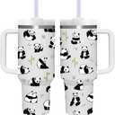40 OZ Panda Tumbler with Handle.Panda Lover Cup Gift.40 OZ Unique Birthday Christmas Panda Tumblers Gifts for Women Men.