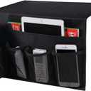 5 Pockets Bedside Caddy, Bedside Storage Organizer for Water Bottles, Magazines, Phone, Glasses (5 Pockets-Black)