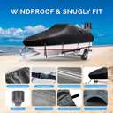 20'-22' Heavy Duty 1200D Polyester Canvas Trailerable Cover, UV Resistant Waterproof for Bass, V-Hull Tri-Hull, Runabout, Fish&Ski Boats with Motor Cover