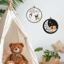 Giosve Bear Nursery Round Wall Art Canvas Framed Poster, Cute Cartoon Bear Pig Love You to the Moon and Back Hanging Wall Sculptures for Kids Nursery Room Bedroom Playroom Decor, 10x10 Inch Set of 2