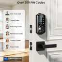 Veise VE06-L Smart Locks with 2 Lever Handle Set, App Control, Keyless Entry Deadbolt for Front Door, Electronic Digital Touchscreen Keypad, Auto Lock, Waterproof, Easy Installation, Matte Black