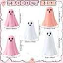 Amyhill 5 Pcs Halloween Ghost Figurine Resin Ghost Sculpture Statue Cute Halloween Decorations Spooky Tiered Tray Decor for Indoor Home Table Centerpieces Party Kitchen Tabletop Shelf (Cute,Pink)