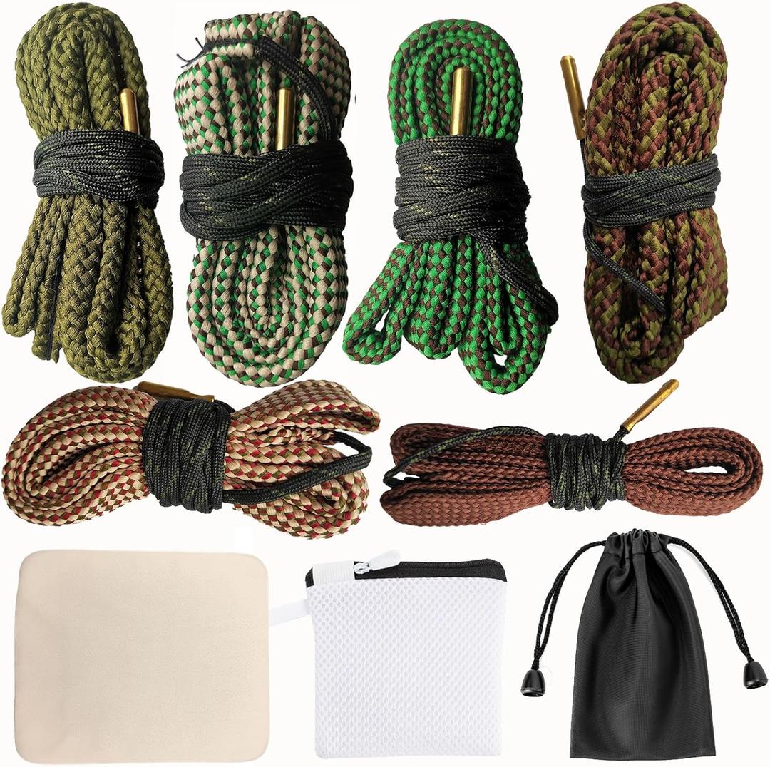 Gun Snake Cleaner, Barrel Rope for Handguns and Rifles .22 .223 & 5.56mm/.22.357.38.380, 9mm/.30 308 30-06 303 7.62mm,Gun Cleaning Kits with Gun Cleaning Cloth,Gun Cleaning Supplies