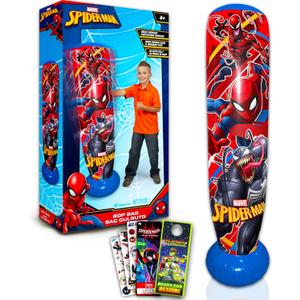 Marvel Store Spiderman Bop Bag for Kids - Bundle with Spiderman Punching Bag for Outdoor Play Plus Spiderman Stickers and More (Marvel Punching Bag for Kids)