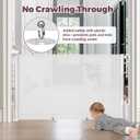 Retractable Baby Gate for Stairs, 55" Wide Mesh Dog Gate Indoor, 34" Tall Child Gate for Doorways, Hallways, Deck, Indoor Outdoor Pet Baby Safety Essentials for Home, White
