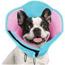 AOFITEE Dog Cone - Soft Cone for Dogs to Stop Licking After Surgery, Foldable Small Dog Cone Collar, Adjustable Cones for Dogs for Wound Healing, Elizabethan Pet E-Collar, Blue Pink, Small