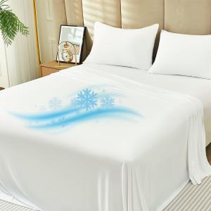 Sleepymoon Cooling Bed Sheets 3-Piece Twin Sheets Set, New Cool Technology Q-Max > 0.4 Bedding Sheets, Luxury Silky Soft, 18 inch Deep Pockets, White