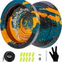 WATIEOBOO Yo yo Responsive Yoyo for Beginners Professional Unresponsive Yo-yo for Adults Pro Metal Trick Yo-yos with YoYos Bearing Kit 10 Strings, Case & Gloves