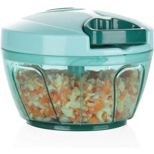 Ourokhome Manual Food Processor Vegetable Chopper, Portable Hand Pull String Garlic Mincer Onion Cutter for Veggies, Ginger, Fruits, Nuts, Herbs, etc., 500ml, Blue (500 ml)