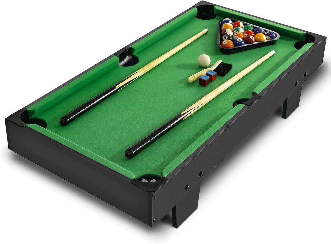36 inch Mini Pool Table, Portable Pool Arcade Game Table for Living Room, Equipped with Cue Sticks, Chalk, Brush and Tripod, Perfect for Home Entertainment