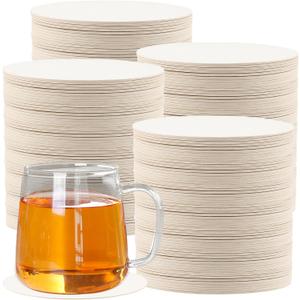 500 Pieces Cardboard Coasters, White 4 Inch Round Paper Coasters Bulk, Blank Coasters Cardboard Coasters for Wedding, Bar, Crafts