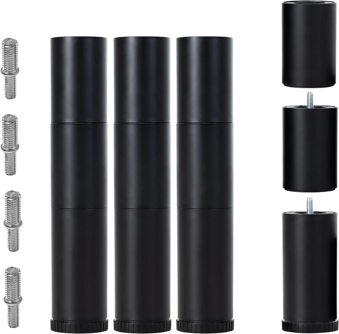 Adjustable Bed Legs Replacement for Adjustable Bed Base Frame, 4 Kind Threads Include,12 inch 3-in-1 Screw in Legs Set of 4