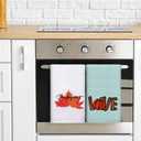 3 Pcs Fall Thanksgiving Hand Towels Embroidered Pumpkin Maple Leaf Bathroom Towels for Fall Bathroom Kitchen Decor Thanksgiving Gift, 29.5 x 13.8 Inch(Dark Blue, Light Blue, White)