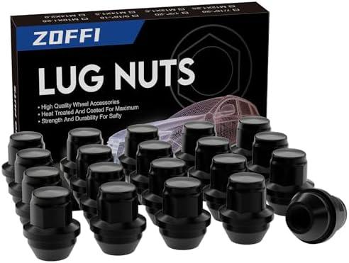 ZOFFI M12x1.5 One-Piece Lug Nuts - Replacement for 2006-2019 Ford Fusion, 2000-2019 Focus, 2001-2019 Escape Factory Wheel - 20pcs Black Closed End M12x1.5 Lug Nuts