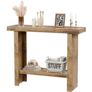 Farmhouse Wood Entryway Table Narrow Console Tables with Storage Behind The Couch Sofa, Entrance Side Table with Shelves for Hallway, Living Room, Foyer, Rustic, 42 Inches X 14 Inches X 35 Inches