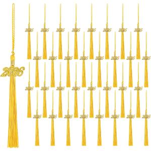 100 Pcs Gold Graduation Cap Tassel Decorations 2026, Grad Tassel Decor with Ornament for Graduation Party Supplies Gifts