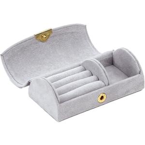 Small Travel Jewelry Box, Portable Jewelry Organizer Case for Women and Girls, Travel Essentials (Light Gray)