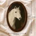 Vintage White Horse Wall Art, Rustic Horse Portrait Oval Framed Wall Decor for Bedroom Living RoomOffice Farmhouse, Wooden Frame 9 x 14.6 Inch (017)