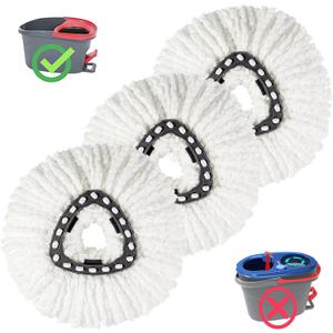 3 Pack Mop Replace Head, Refill Replacements Compatible for O Cedar Spin Mop, Only for 1-Tank System - Fluffy Microfiber Mop Head Replacements for Cleaning Floor