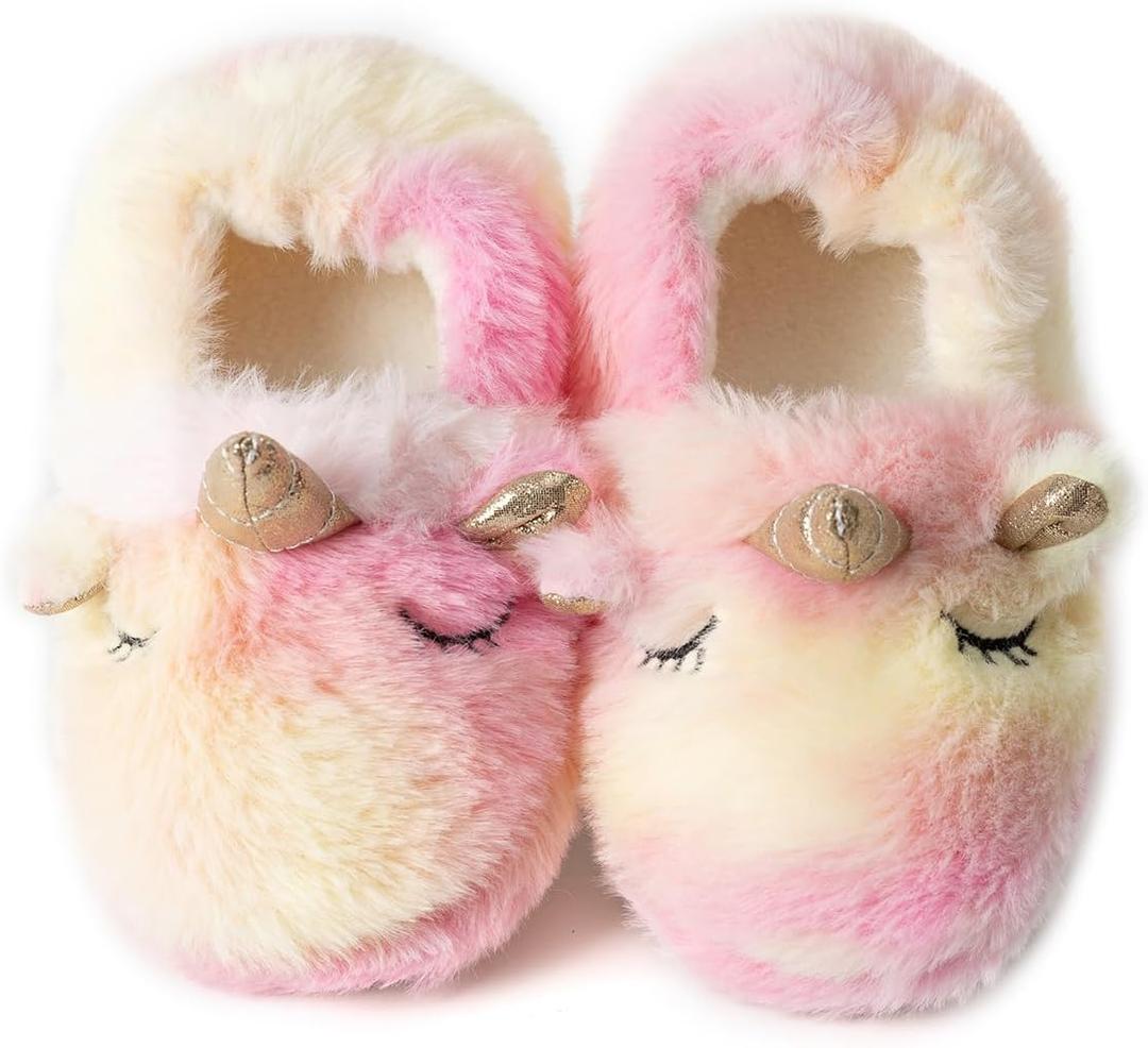 3 x Enteer Baby Girls' Cartoon Indoor Anti Slip House Slippers, 7-8M
