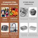 304 Stainless Steel Food Storage Containers - Heat-Resistant Glass Lid Set for Secure Meal Prep, Ideal for Cooking, Office & Camping (3pcs-21 oz, 42 oz and 70 oz)