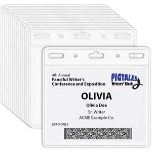 Clear ID Holder for Lanyard - ID Card Holder Waterproof (Inches, 4 x 3 Horizontal 100 Pack)