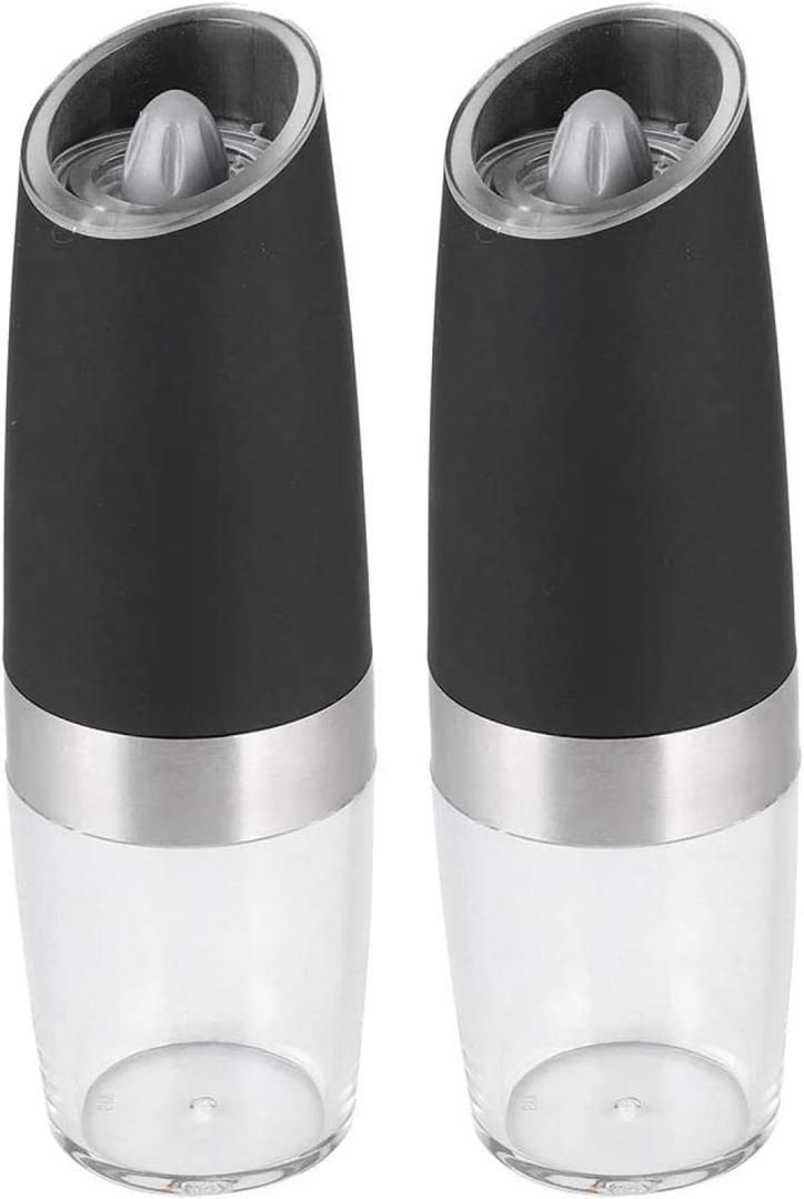 Electric Pepper Grinder, Rechargeable Spice Mills with LED Light with Adjustable Coarseness One Handed Push Button Peppercorn Grinders and Sea Salt Mills for Christmas Gift/Housewarming Gift - black