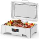 Electric Chafing Dish, 9 QT Full Size Touch Screen Chafing Dishes for Buffet Roll Top Set Food Servers and Warmer with Glass Lid for Catering, Parties, Weddings, Silver